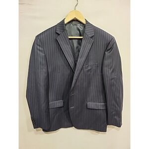 Lauren Ralph Lauren‎ Blazer Jacket Mens 44R Navy Blue Pin Stripe Wool Blend